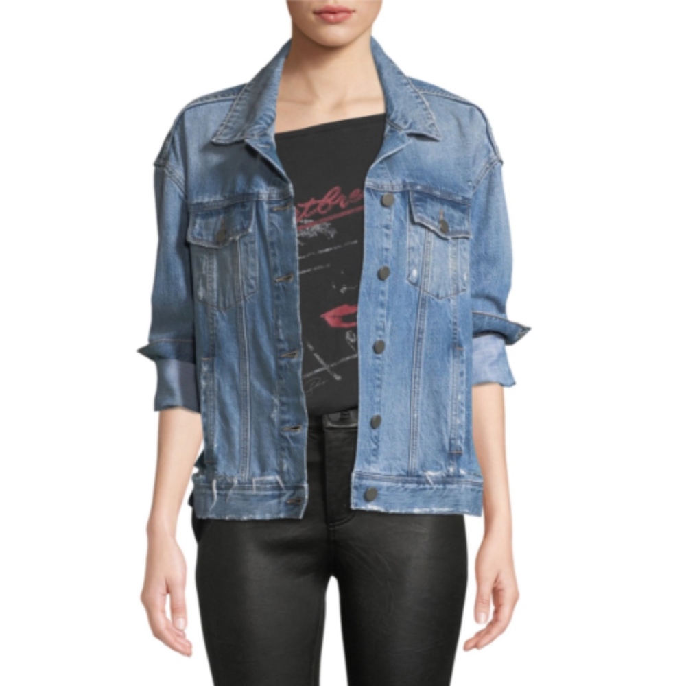 PAIGE -- Josephine Sequin Rose Distressed Jacket S